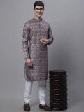 Jompers Men's Maroon Digital Printed Kurta Pyjama Set | Grocsy
