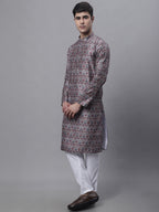 Jompers Men's Maroon Digital Printed Kurta Pyjama Set | Grocsy