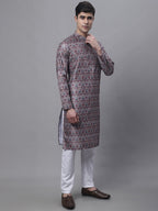 Jompers Men's Maroon Digital Printed Kurta Pyjama Set | Grocsy