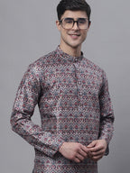 Jompers Men's Maroon Digital Printed Kurta Pyjama Set | Grocsy