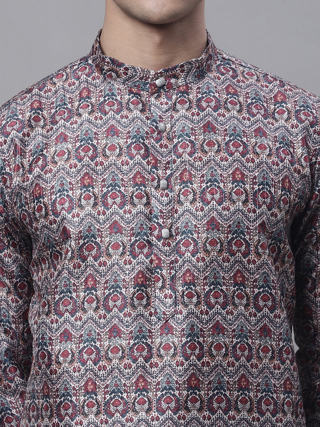 Jompers Men's Maroon Digital Printed Kurta Pyjama Set | Grocsy