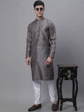Jompers Men's Navy Digital Printed Kurta Pyjama Set | Grocsy