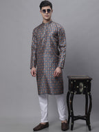 Jompers Men's Navy Digital Printed Kurta Pyjama Set | Grocsy