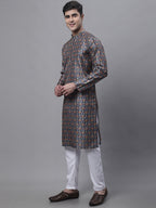 Jompers Men's Navy Digital Printed Kurta Pyjama Set | Grocsy