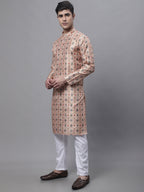 Jompers Men's Peach Digital Printed Kurta Pyjama Set | Grocsy