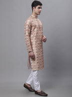 Jompers Men's Peach Digital Printed Kurta Pyjama Set | Grocsy