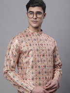 Jompers Men's Peach Digital Printed Kurta Pyjama Set | Grocsy
