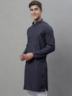 Jompers Men's Grey Chikankari Embroidered and Sequence Kurta | Grocsy