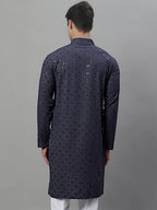 Jompers Men's Grey Chikankari Embroidered and Sequence Kurta | Grocsy