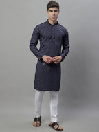Jompers Men's Grey Chikankari Embroidered and Sequence Kurta | Grocsy