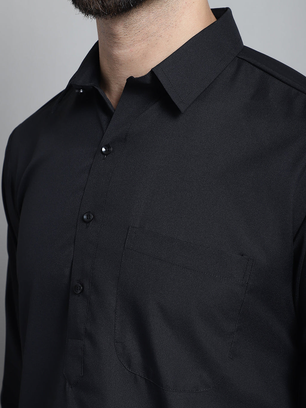 Jompers Men's Black Cotton Solid Pathani Kurta with Salwar | Grocsy