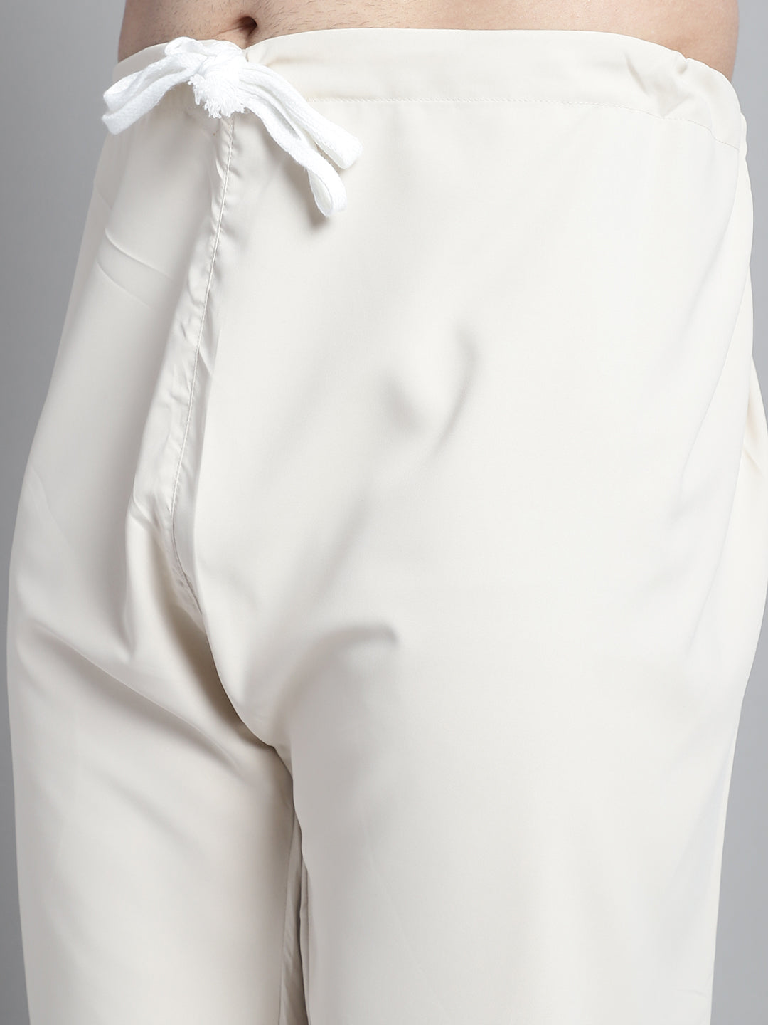 Jompers Men's Cream Cotton Solid Pathani Kurta with Salwar | Grocsy