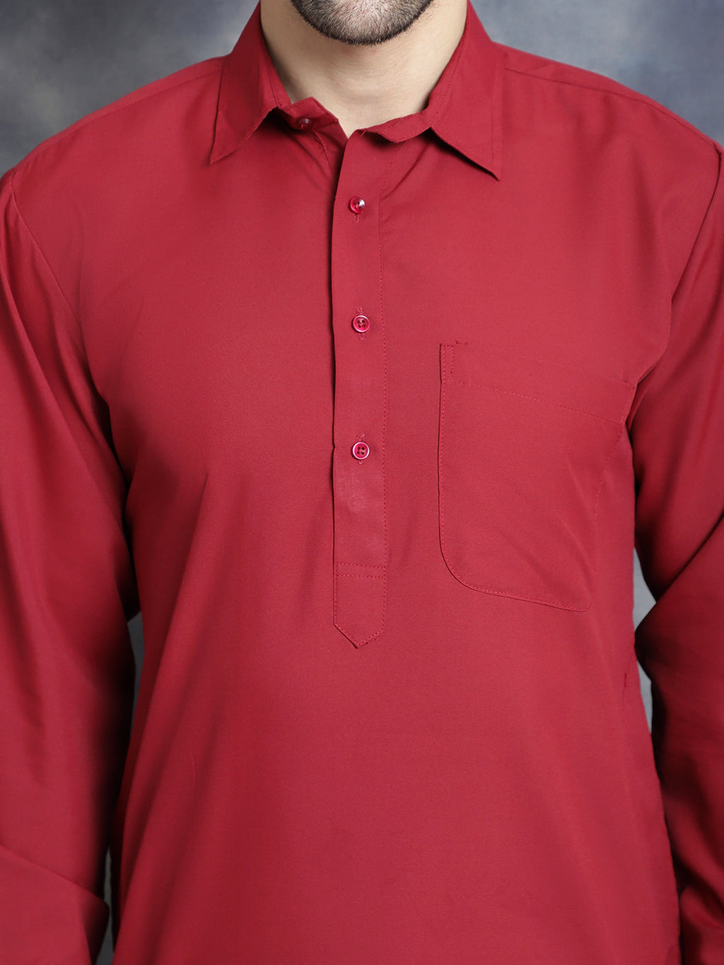 Jompers Men's Solid Pathani Kurta with Salwar - Maroon | Grocsy