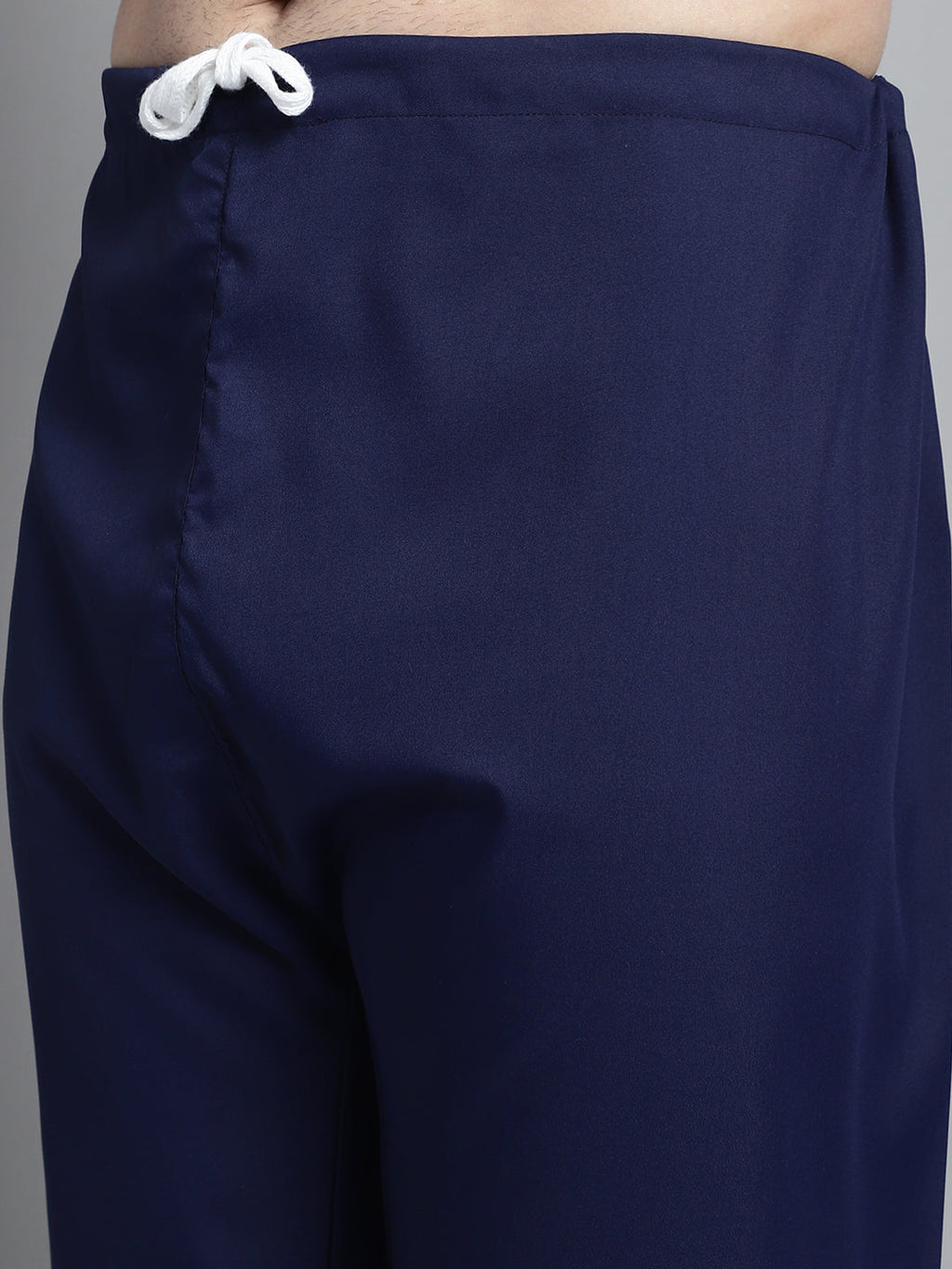 Jompers Men's Navy Blue Cotton Solid Pathani Kurta with Salwar | Grocsy