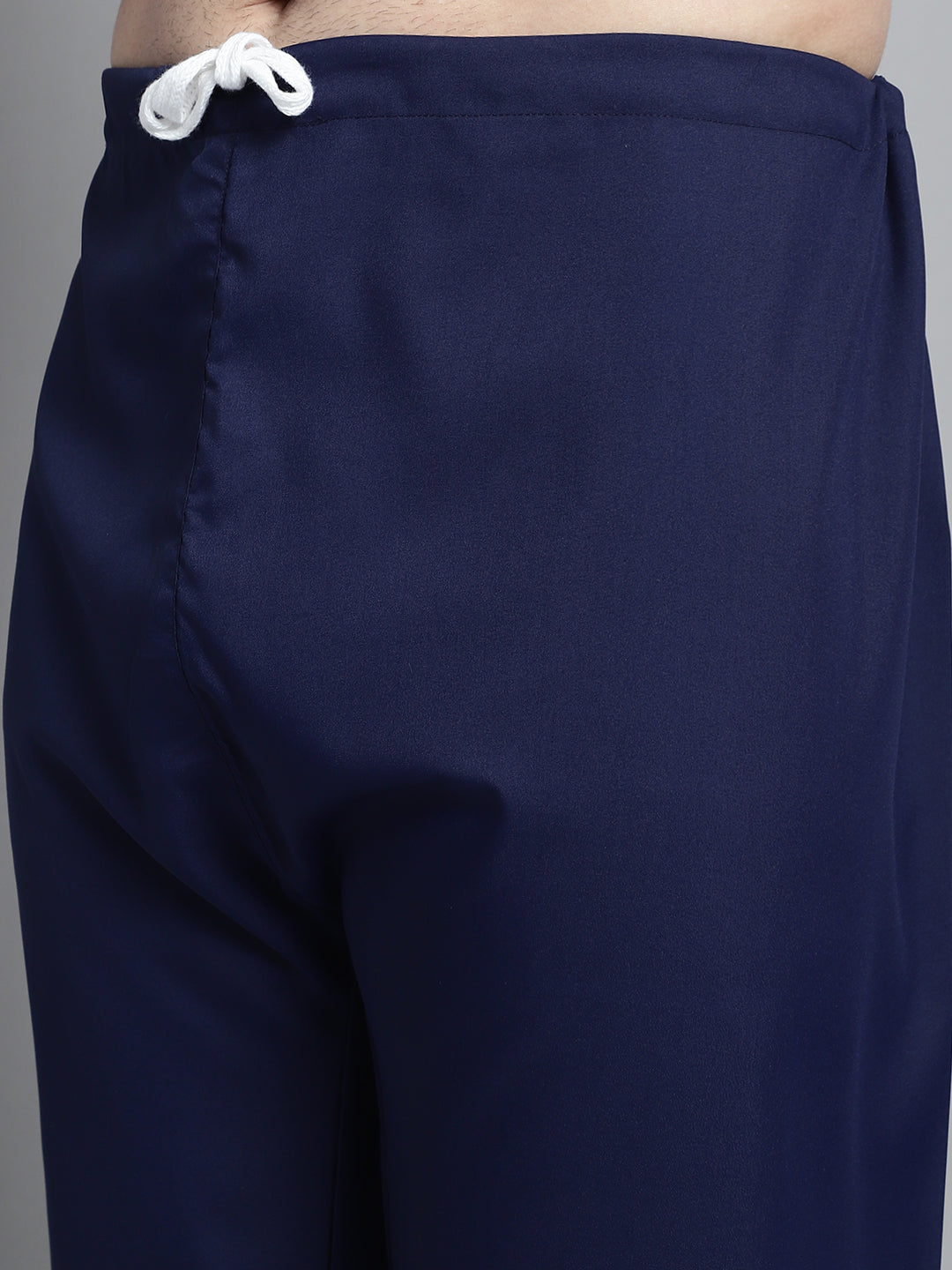 Jompers Men's Navy Blue Cotton Solid Pathani Kurta with Salwar | Grocsy