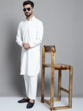 Jompers Men's White Cotton Solid Pathani Kurta with Salwar | Grocsy