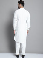 Jompers Men's White Cotton Solid Pathani Kurta with Salwar | Grocsy