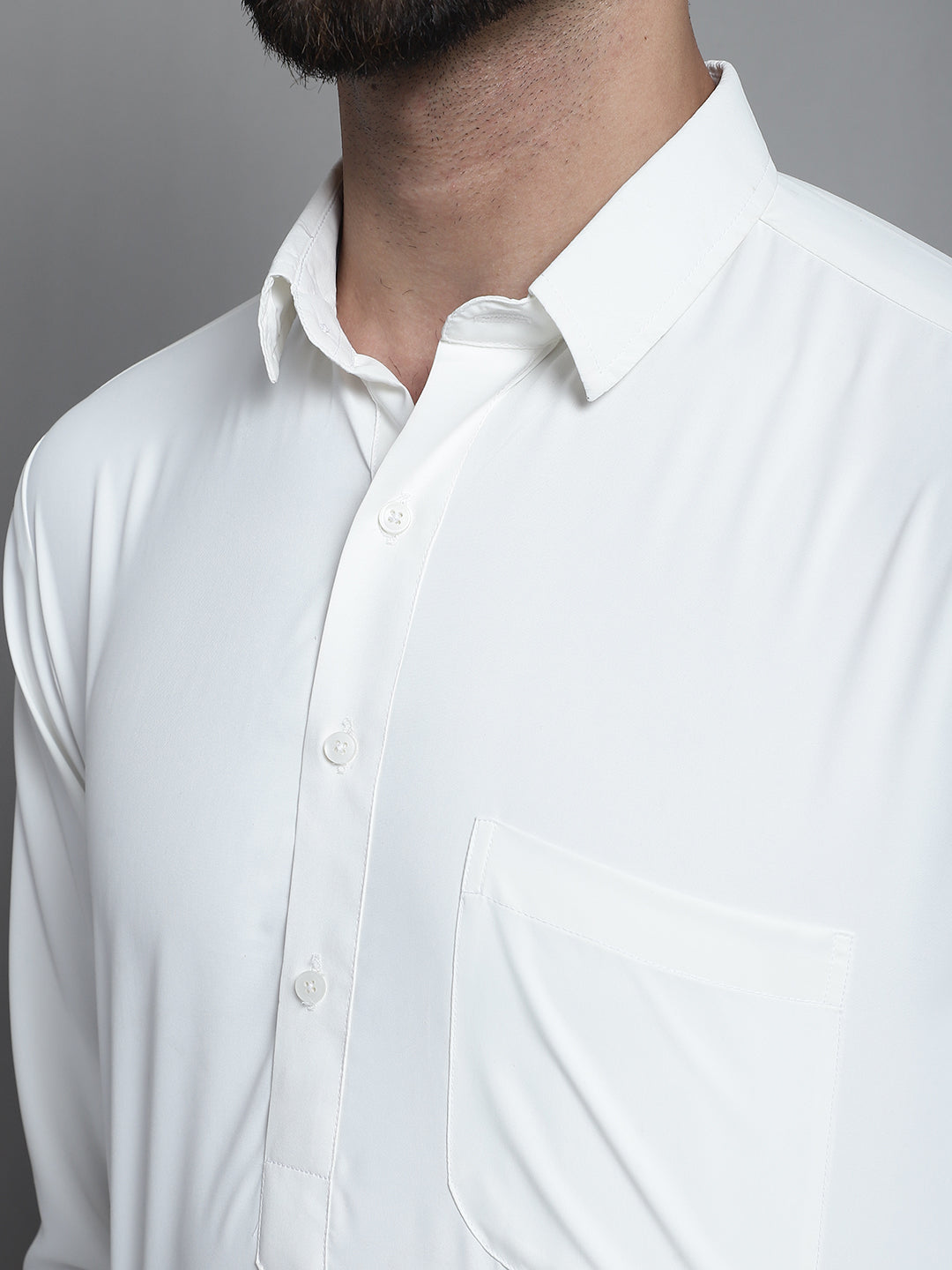 Jompers Men's White Cotton Solid Pathani Kurta with Salwar | Grocsy