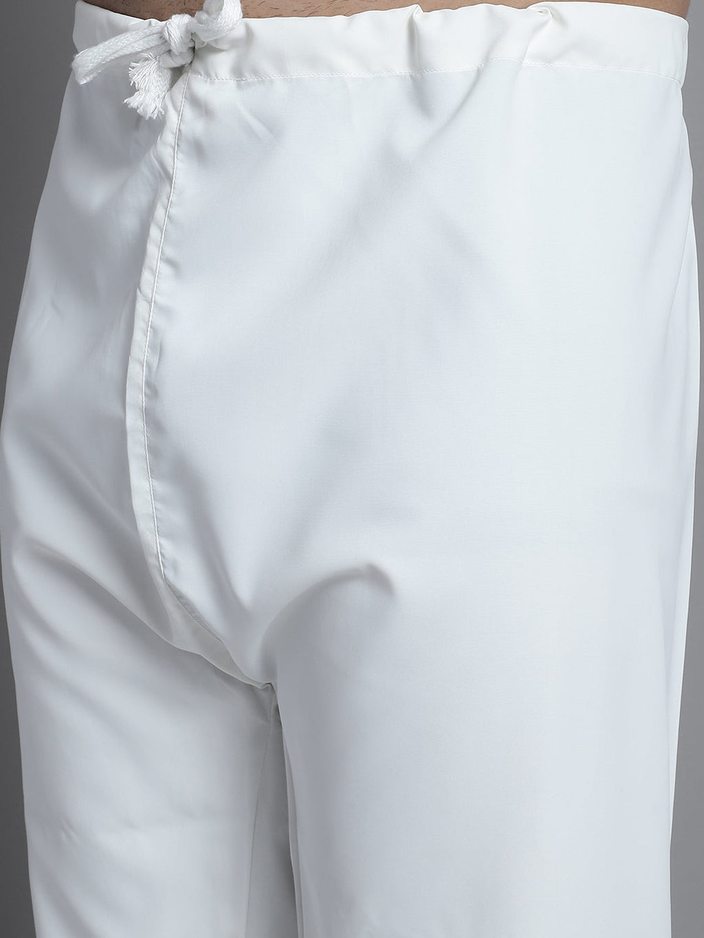 Jompers Men's White Cotton Solid Pathani Kurta with Salwar | Grocsy