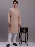 Jompers Men's Solid Pure Cotton Kurta With Pyjamas - Beige | Grocsy