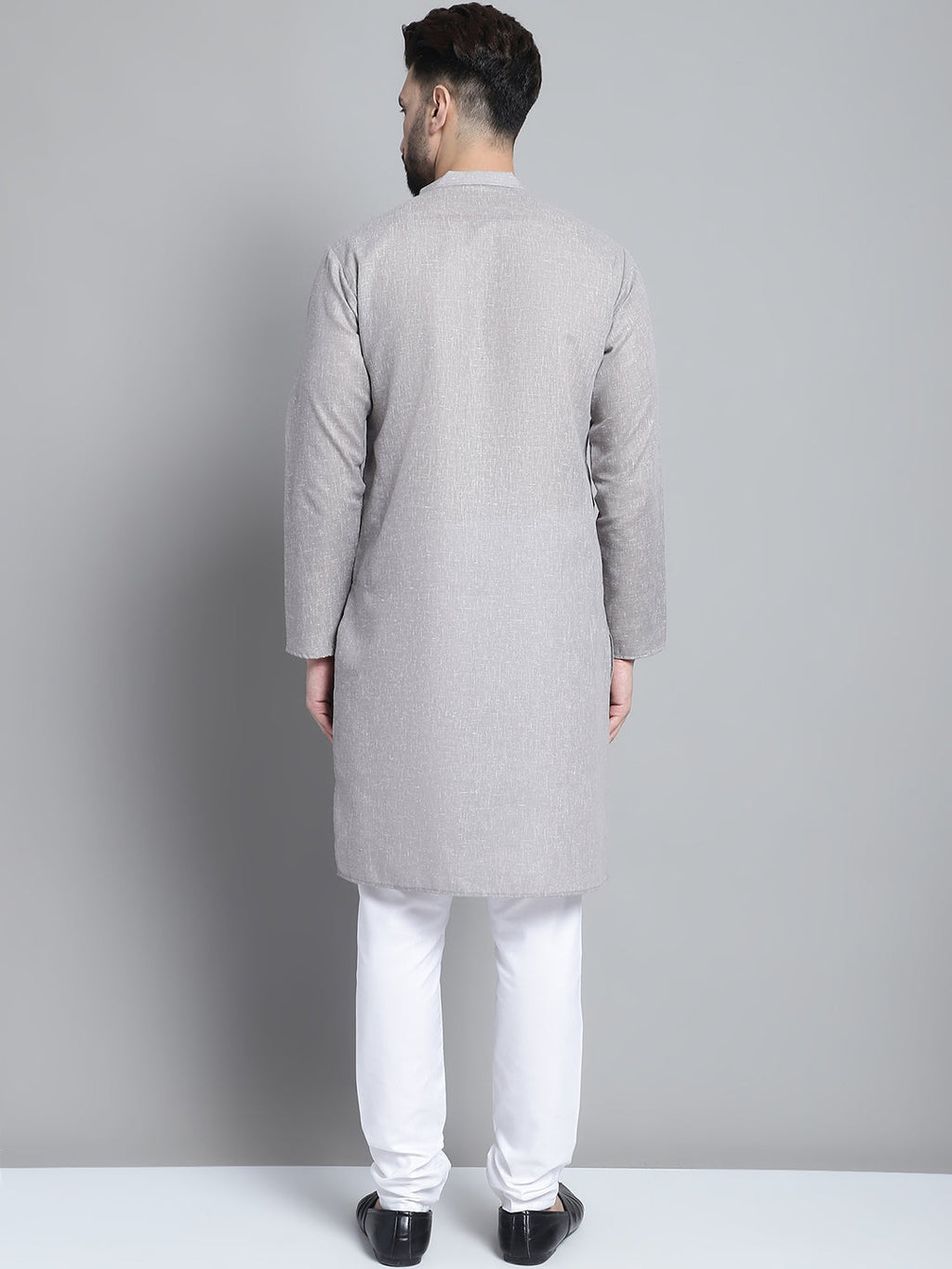 Jompers Men's Solid Pure Cotton Kurta With Pyjamas - Grey | Grocsy