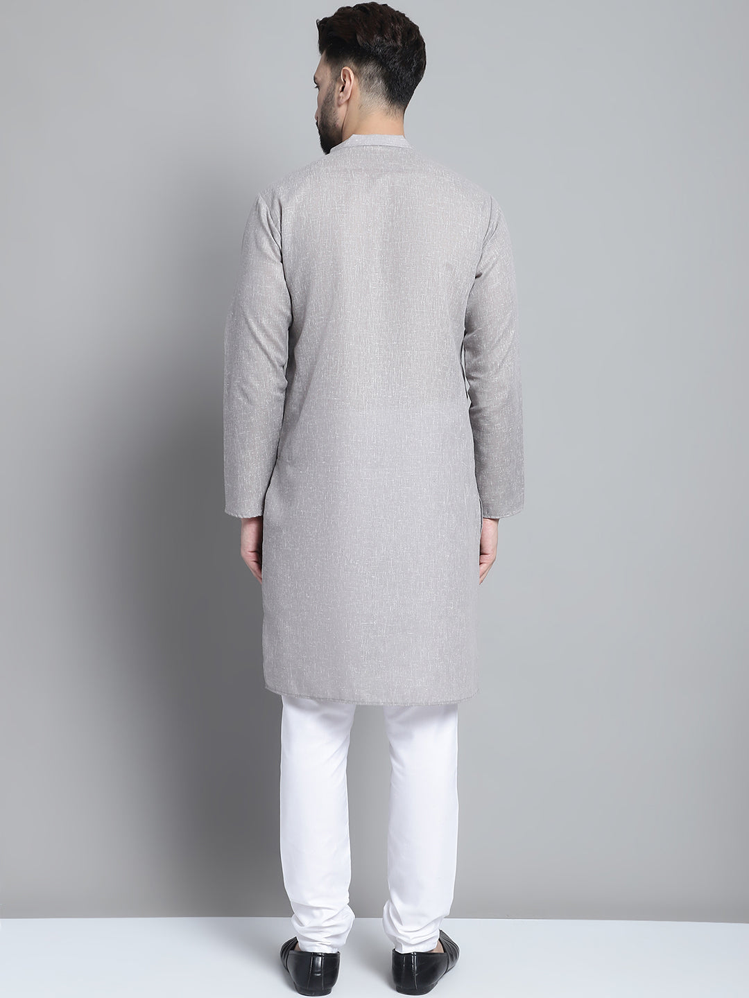 Jompers Men's Solid Pure Cotton Kurta With Pyjamas - Grey | Grocsy