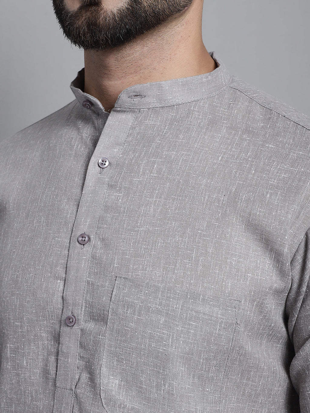 Jompers Men's Solid Pure Cotton Kurta With Pyjamas - Grey | Grocsy