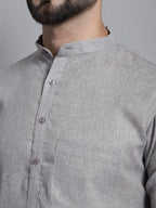Jompers Men's Solid Pure Cotton Kurta With Pyjamas - Grey | Grocsy