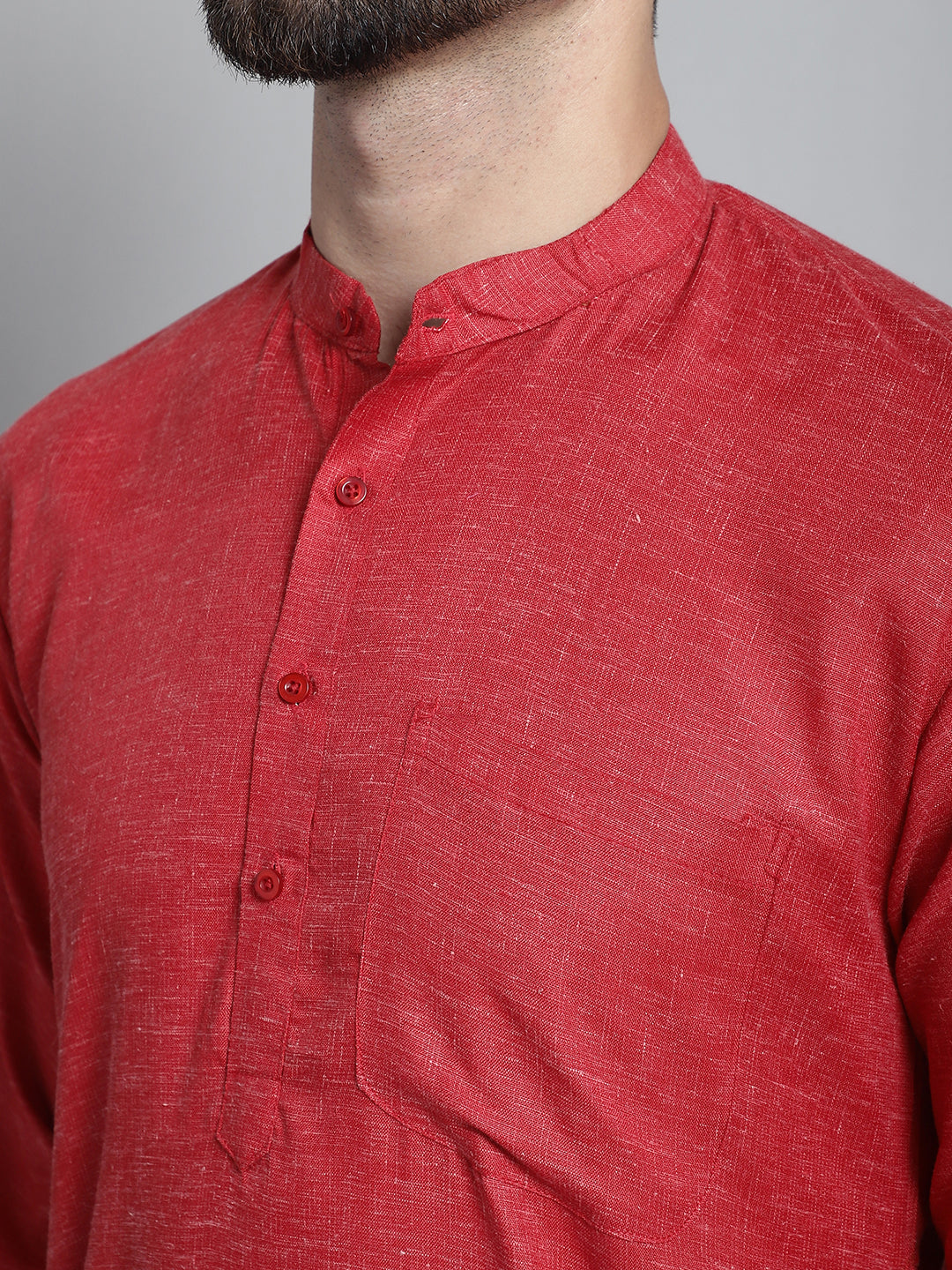 Jompers Men's Solid Pure Cotton Kurta With Pyjamas - Maroon | Grocsy