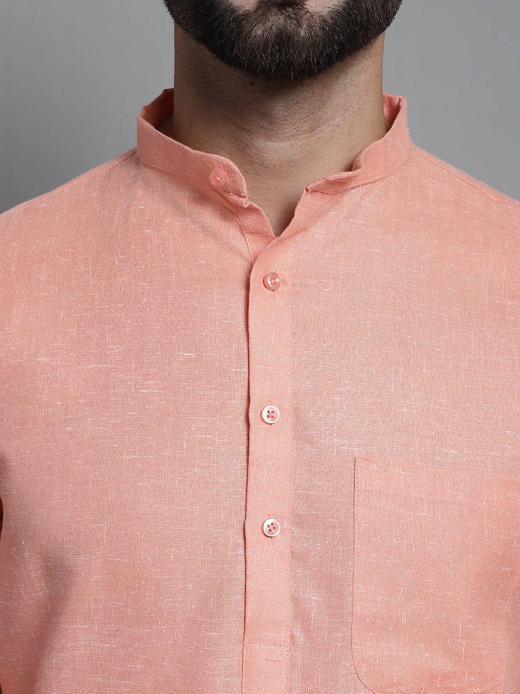 Jompers Men's Solid Pure Cotton Kurta With Pyjamas - Peach | Grocsy