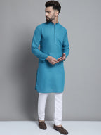 Jompers Men's Solid Pure Cotton Kurta With Pyjamas - Peacock | Grocsy