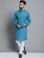 Jompers Men's Solid Pure Cotton Kurta With Pyjamas - Peacock | Grocsy
