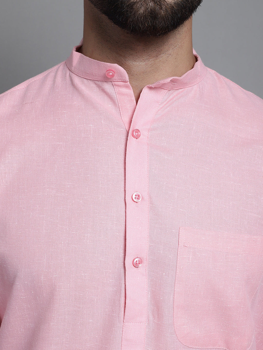Jompers Men's Solid Pure Cotton Kurta With Pyjamas - Pink | Grocsy