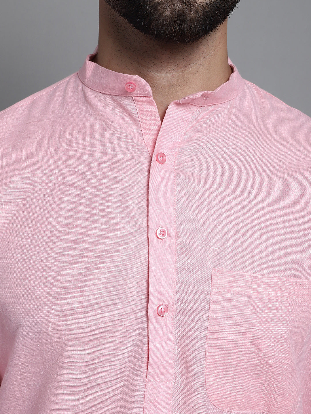 Jompers Men's Solid Pure Cotton Kurta With Pyjamas - Pink | Grocsy