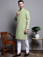 Jompers Men's Pure Cotton Kurta with Churidar - Pista | Grocsy