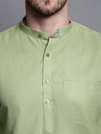 Jompers Men's Pure Cotton Kurta with Churidar - Pista | Grocsy