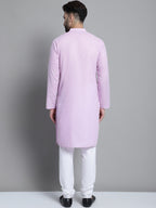 Jompers Men's Solid Pure Cotton Kurta With Pyjamas - Purple | Grocsy
