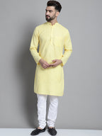Jompers Men's Solid Pure Cotton Kurta With Pyjamas - Yellow | Grocsy