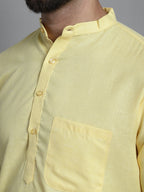 Jompers Men's Solid Pure Cotton Kurta With Pyjamas - Yellow | Grocsy
