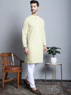 Jompers Men's Yellow Embroidered Kurta with Pyjama | Grocsy