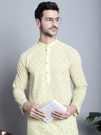 Jompers Men's Yellow Embroidered Kurta with Pyjama | Grocsy