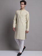 Jompers Men's Light Green Chikankari Embroidered and Sequence Kurta with Pyjama | Grocsy