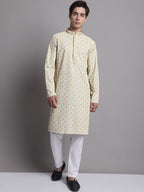 Jompers Men's Light Green Chikankari Embroidered and Sequence Kurta with Pyjama | Grocsy