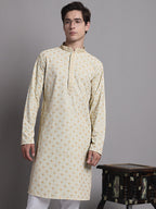 Jompers Men's Light Green Chikankari Embroidered and Sequence Kurta with Pyjama | Grocsy