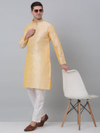 Jompers Men's Golden Collar Embroidered Kurta with Pyjama | Grocsy