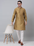 Jompers Men's Mustard Collar Embroidered Kurta with Pyjama | Grocsy