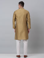 Jompers Men's Mustard Collar Embroidered Kurta with Pyjama | Grocsy