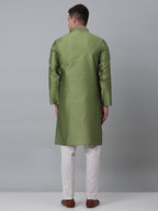 Jompers Men's Olive Green Collar Embroidered Kurta with Pyjama | Grocsy
