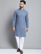 Jompers Men's Grey Embroidered Sequinned Kurta with Pyjama | Grocsy