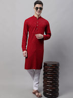 Jompers Men's Navy Blue Embroidered Sequinned Kurta with Churidar | Grocsy
